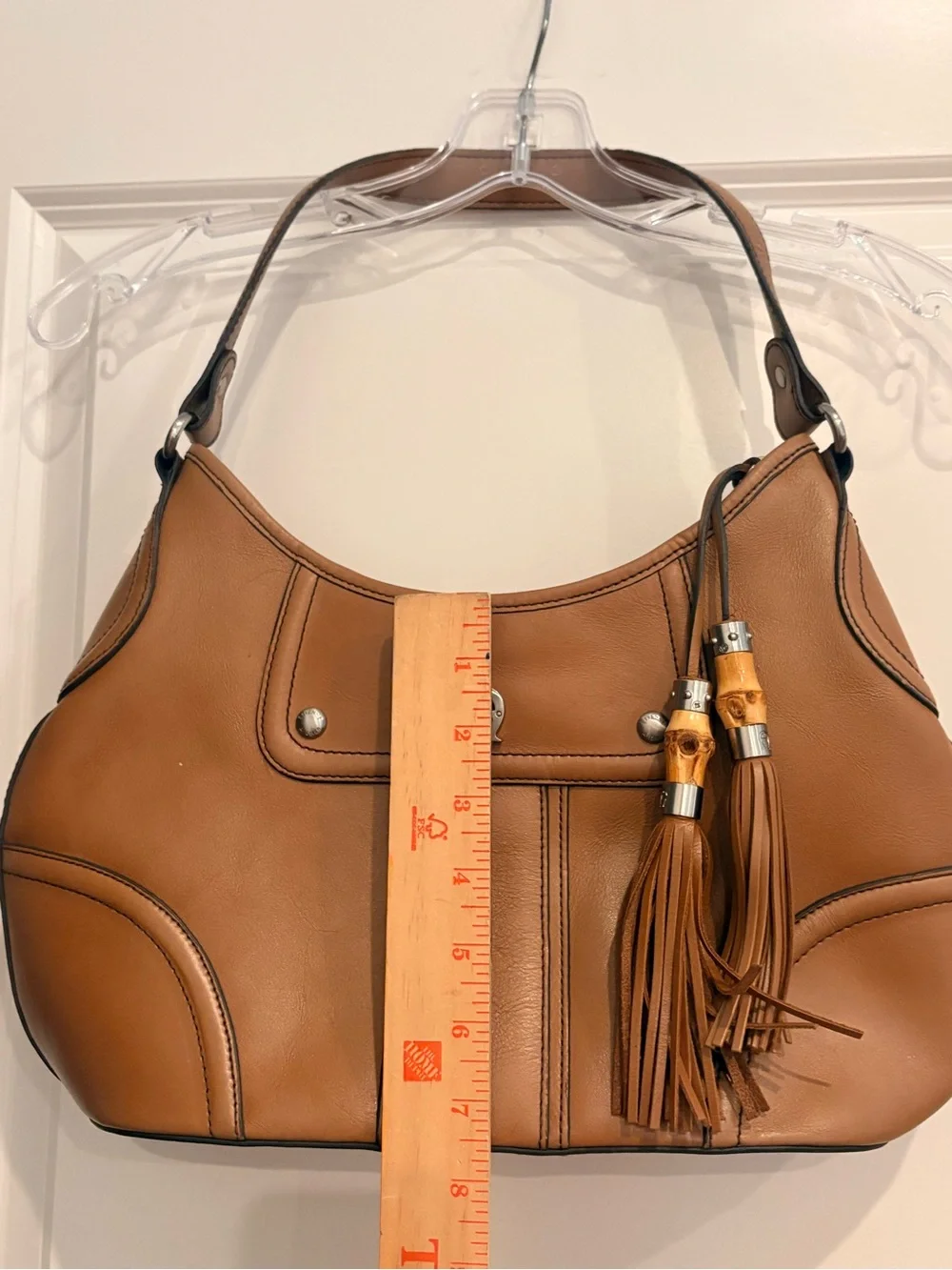 Etienne Aigner Tan Leather Hobo with Tassel Detail - Picture 3 of 8